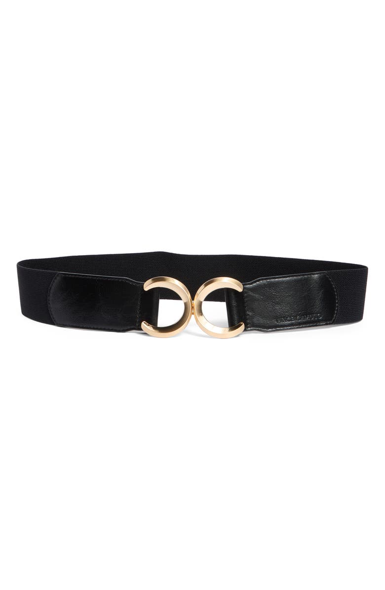 Vince Camuto Interlock Stretch Belt, Main, color, Black Gold