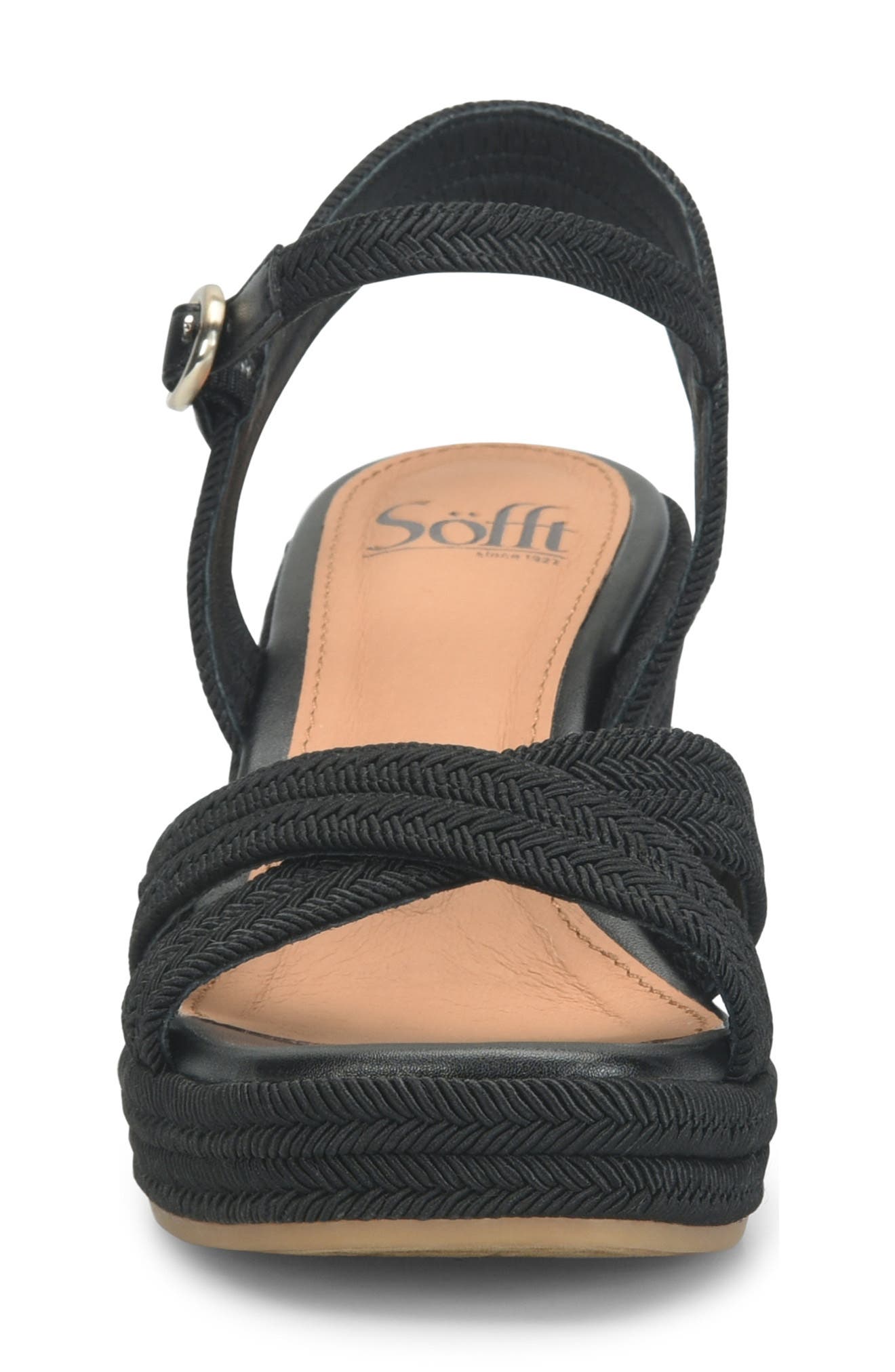 Söfft Newbury Espadrille Ankle Strap Platform Wedge Sandal, Alternate, color, Black