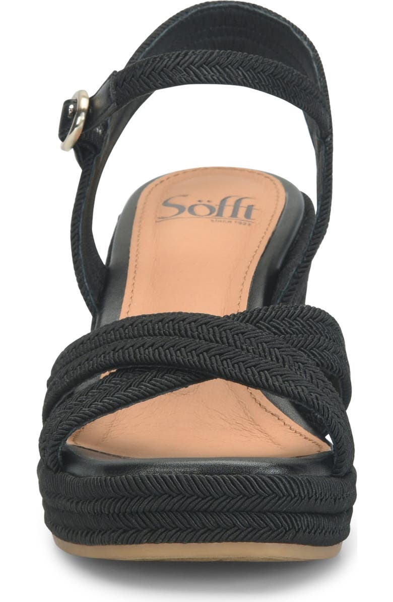 Söfft Newbury Espadrille Ankle Strap Platform Wedge Sandal, Alternate, color, Black