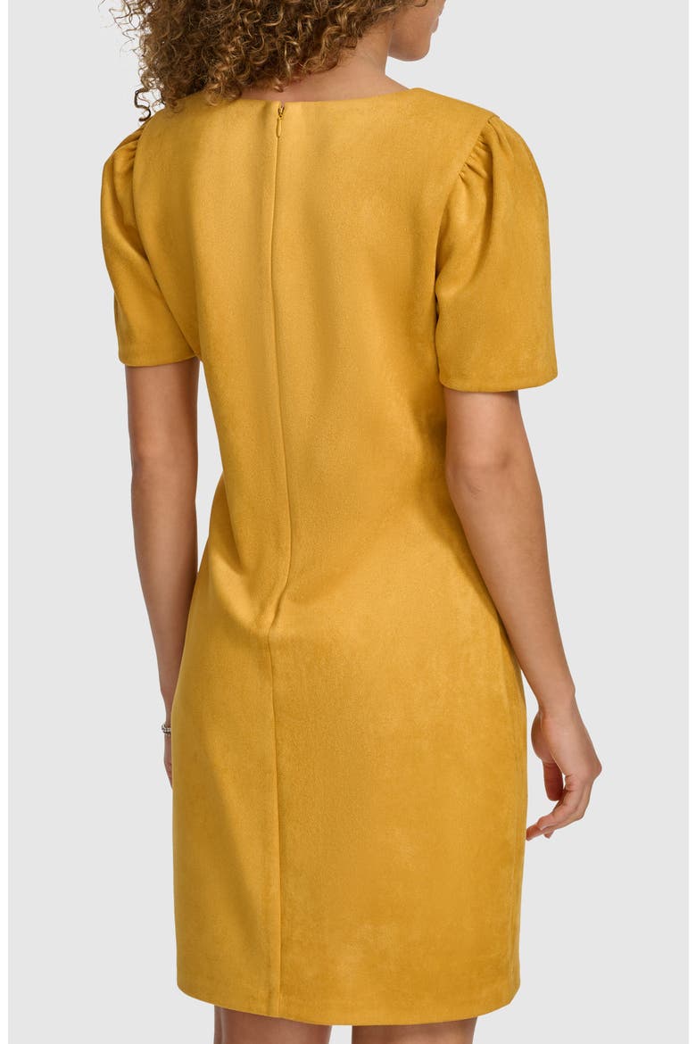 Stretch Faux Suede Shift Minidress, Alternate, color, CANARY