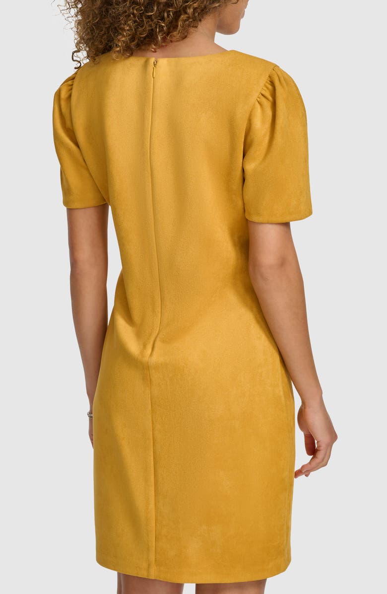 Kensie Stretch Faux Suede Shift Minidress, Alternate, color, Canary