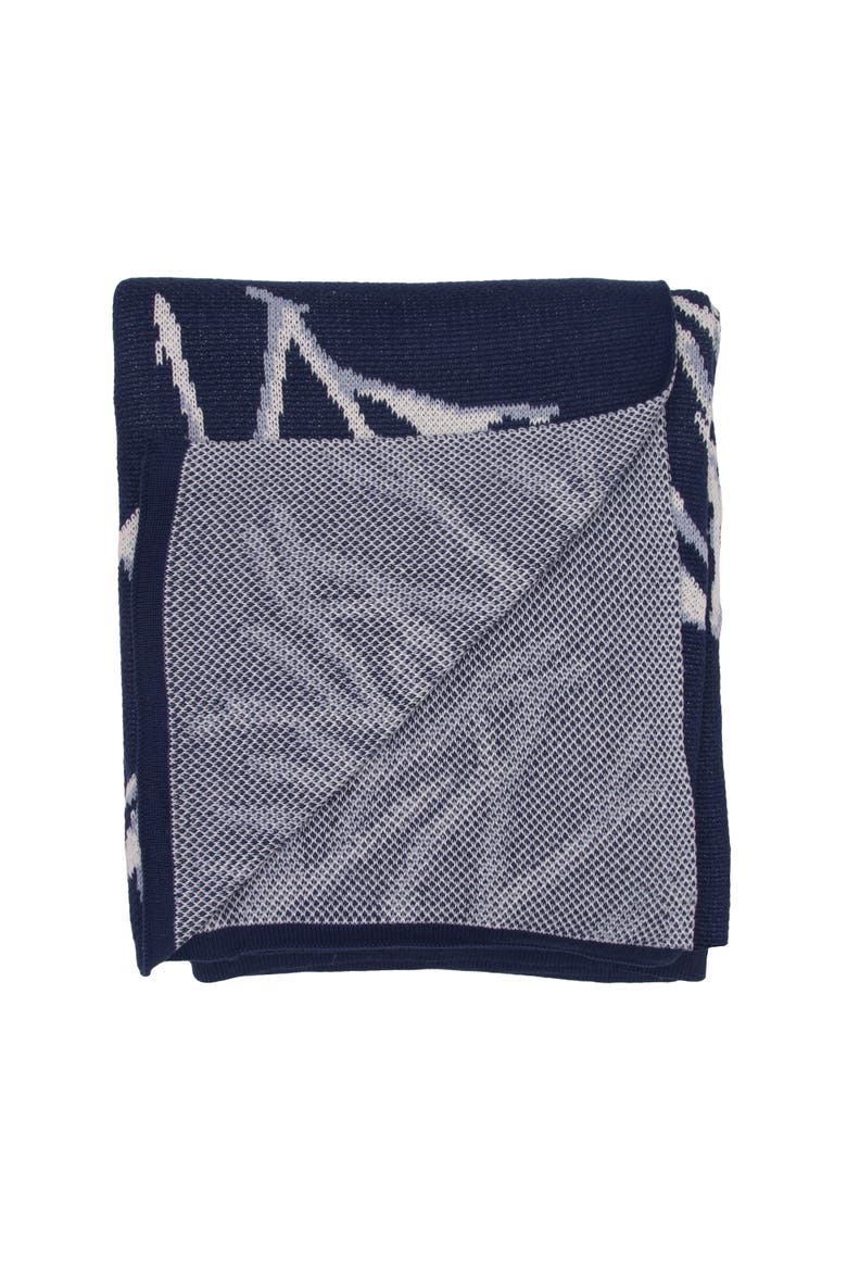 Coral Pattern Knit Throw Blanket, Alternate, color, Blue