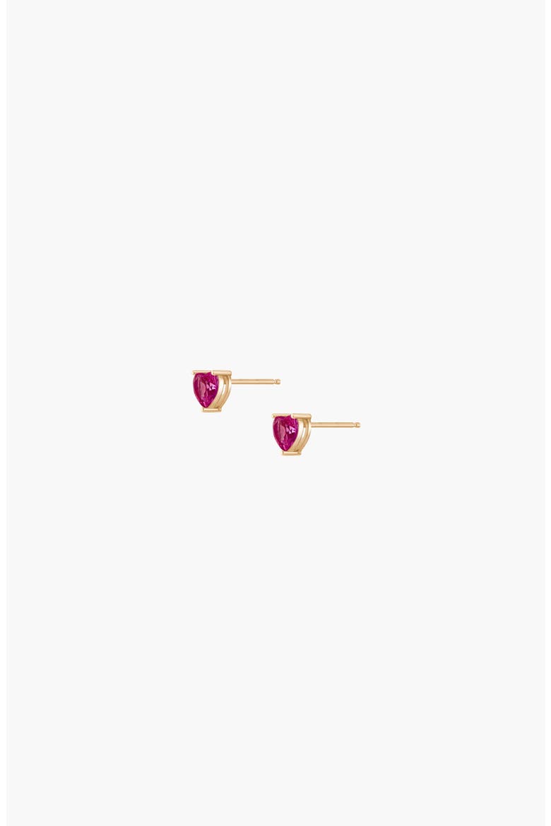 Lab Grown Sapphire Heart Stud Earrings, Main, color, Yellow Gold Vermeil
