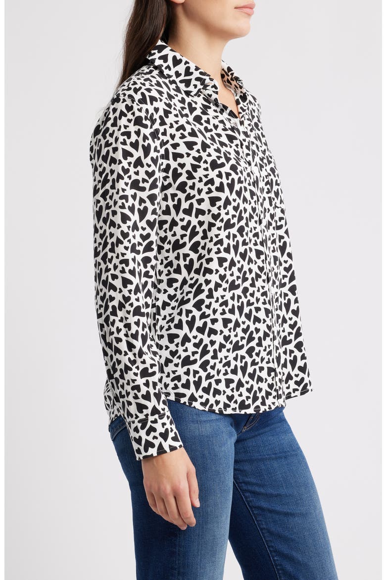 Kathryn Heart Print Long Sleeve Button-Up Shirt, Alternate, color, IVORY AMORE