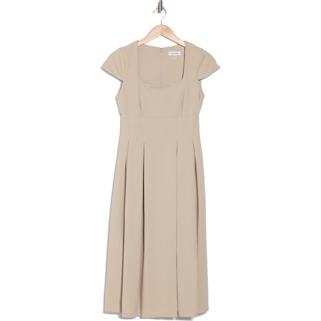 Shop Calvin Klein Short Sleeve Midi Fit & Flare Dress