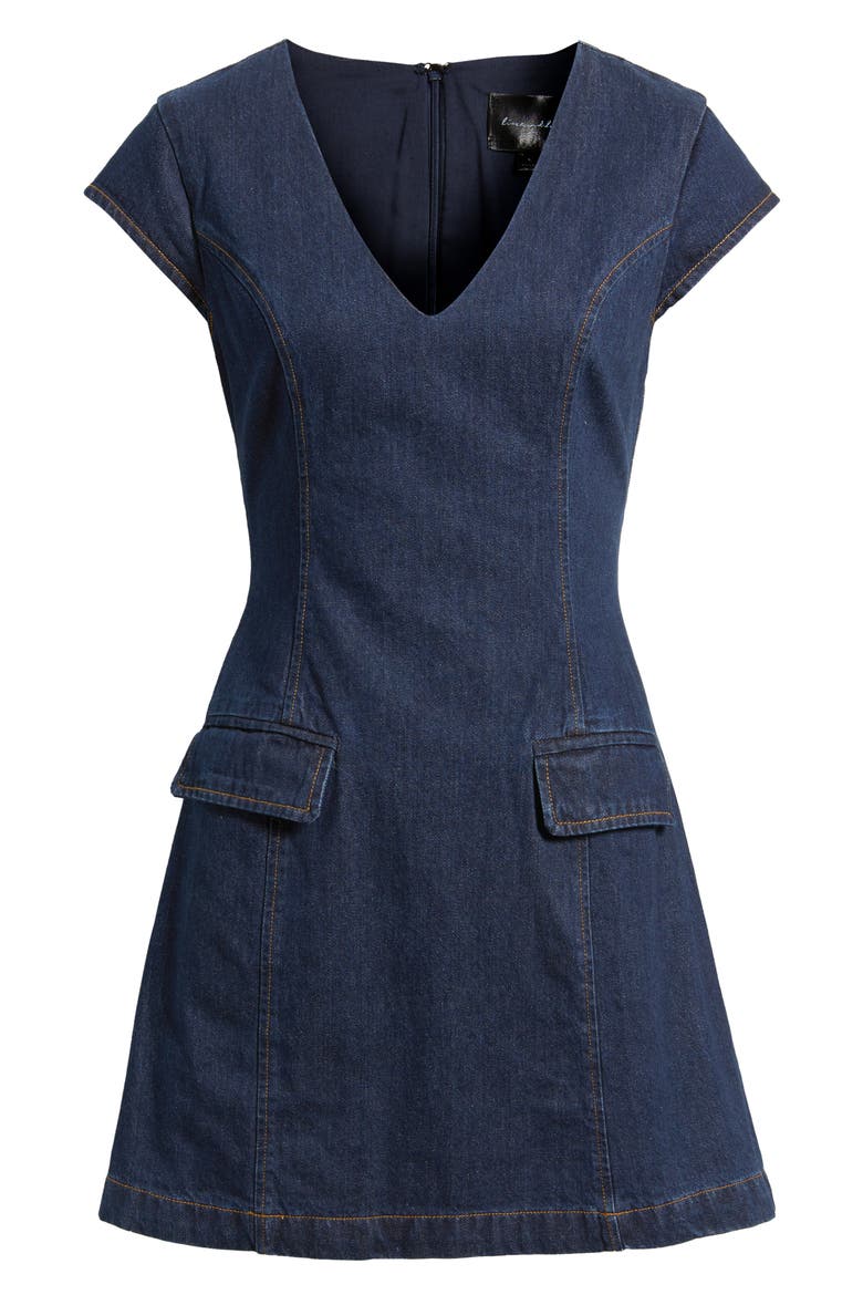 Flavia Denim Minidress, Alternate, color, INDIGO