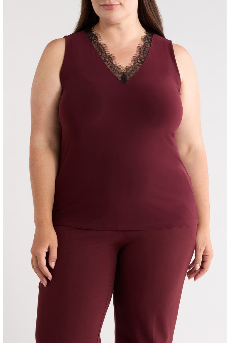 Lace Trim V-Neck Tank, Main, color, BAROLO