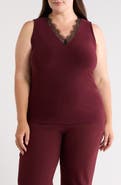 Anne Klein Lace Trim V-Neck Tank