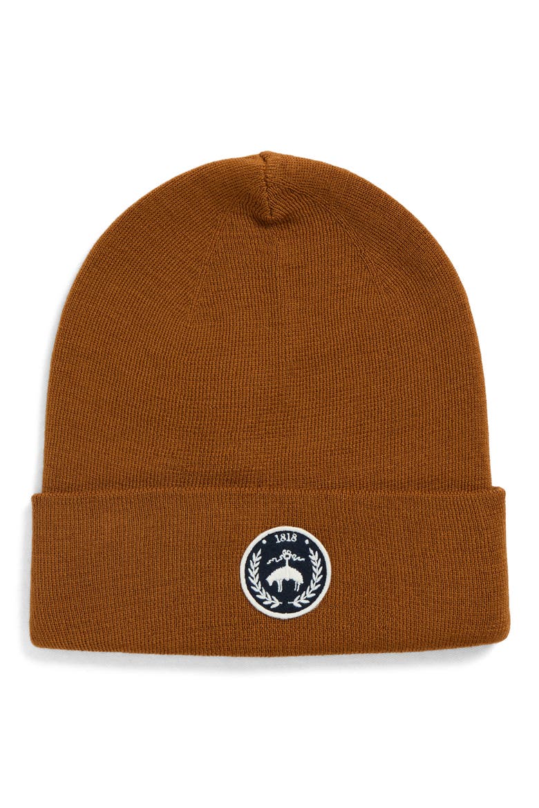 Wool Blend Patch Cuffed Beanie, Main, color, VICUNA