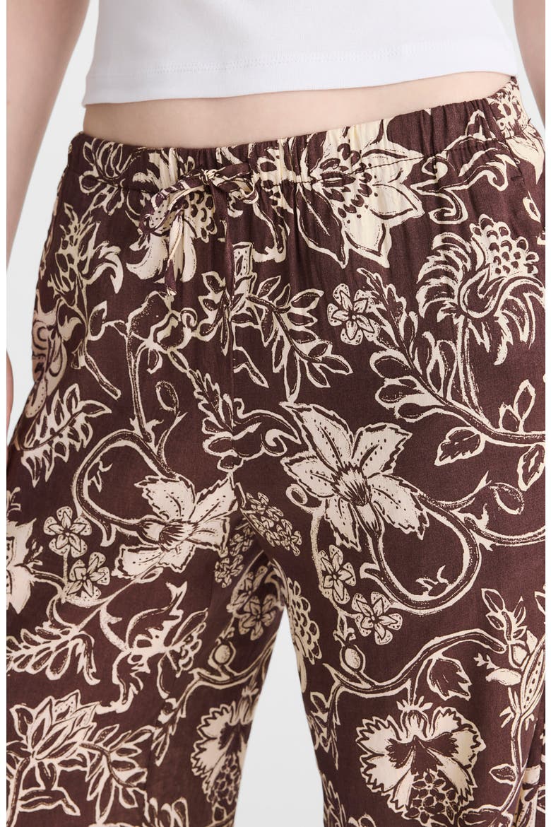 Linen Blend Pull-On Pants, Alternate, color, DARK BROWN