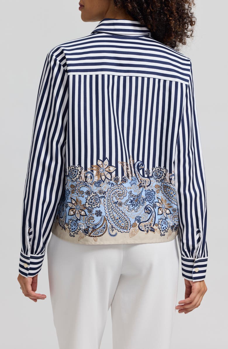 Foxcroft Jodie Stripe Cotton Button-Up Shirt, Alternate, color, Blue Multi