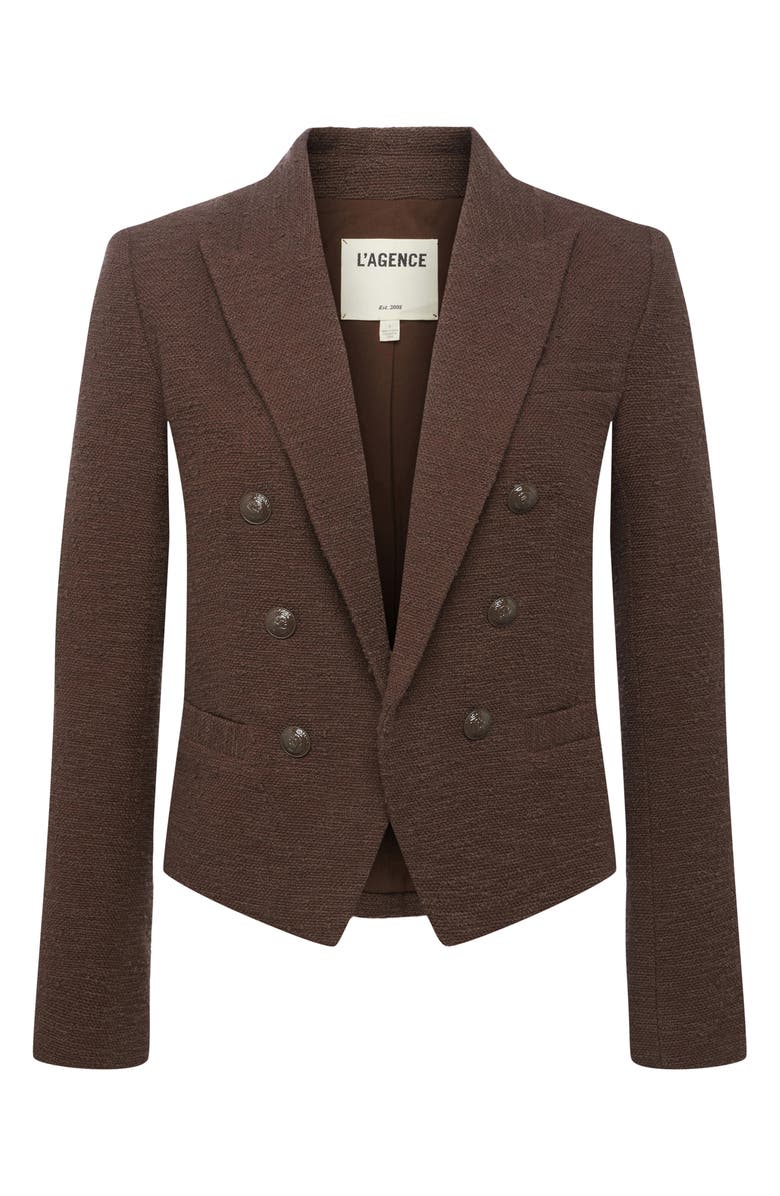 L'AGENCE Brooke Double Breasted Crop Cotton Blend Blazer, Alternate, color,