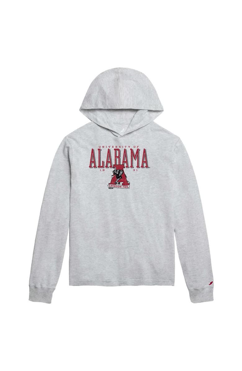 LEAGUE COLLEGIATE WEAR Men's League Collegiate Wear Ash Alabama Crimson Tide Team Stack Tumble Long Sleeve Hooded T-Shirt, Main, color, Ash