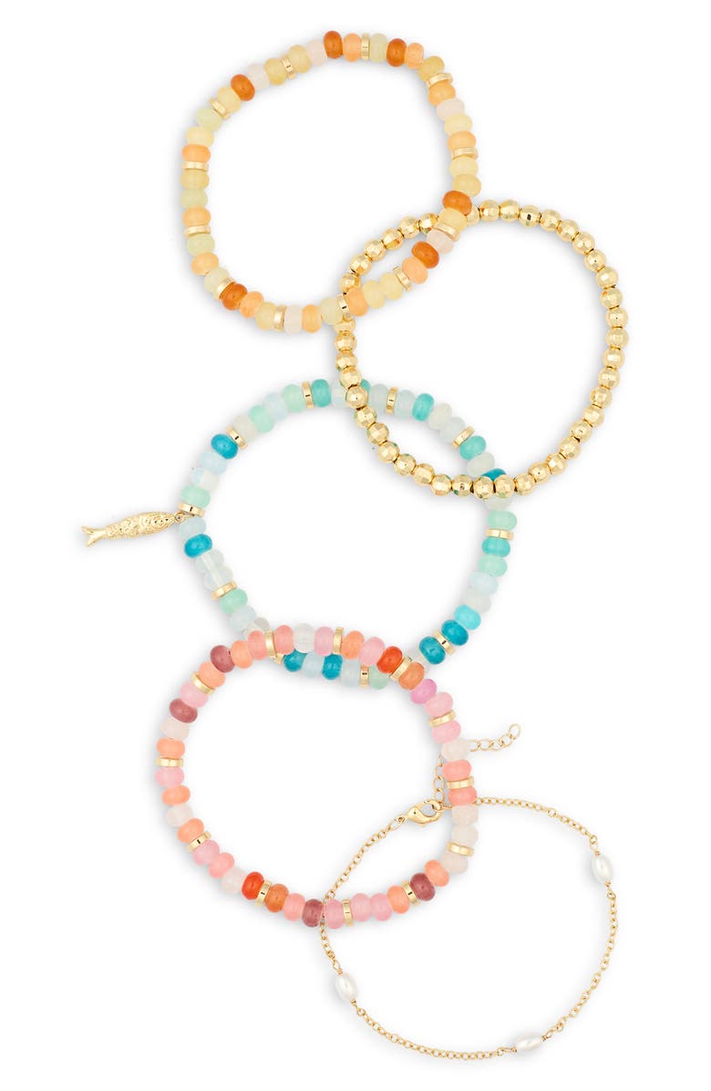 Leith 5-Pack Beaded Assorted Bracelets, Alternate, color, Rainbow Multi- Gold