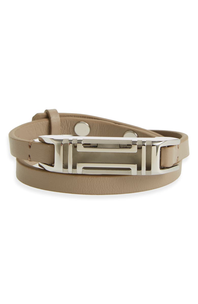Tory Burch for Fitbit<sup>®</sup> Leather Wrap Bracelet, Main, color,