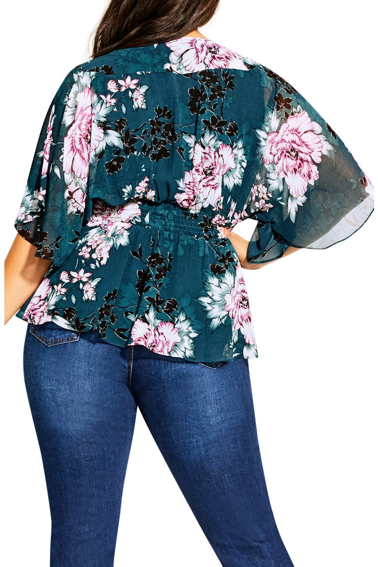 Blossom Jade Wrap Front Blouse, Alternate, color, JADE BLOSSOM