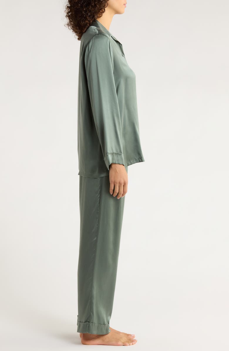 Papinelle Audrey Washable Mulberry Silk Pajamas, Alternate, color, Moss