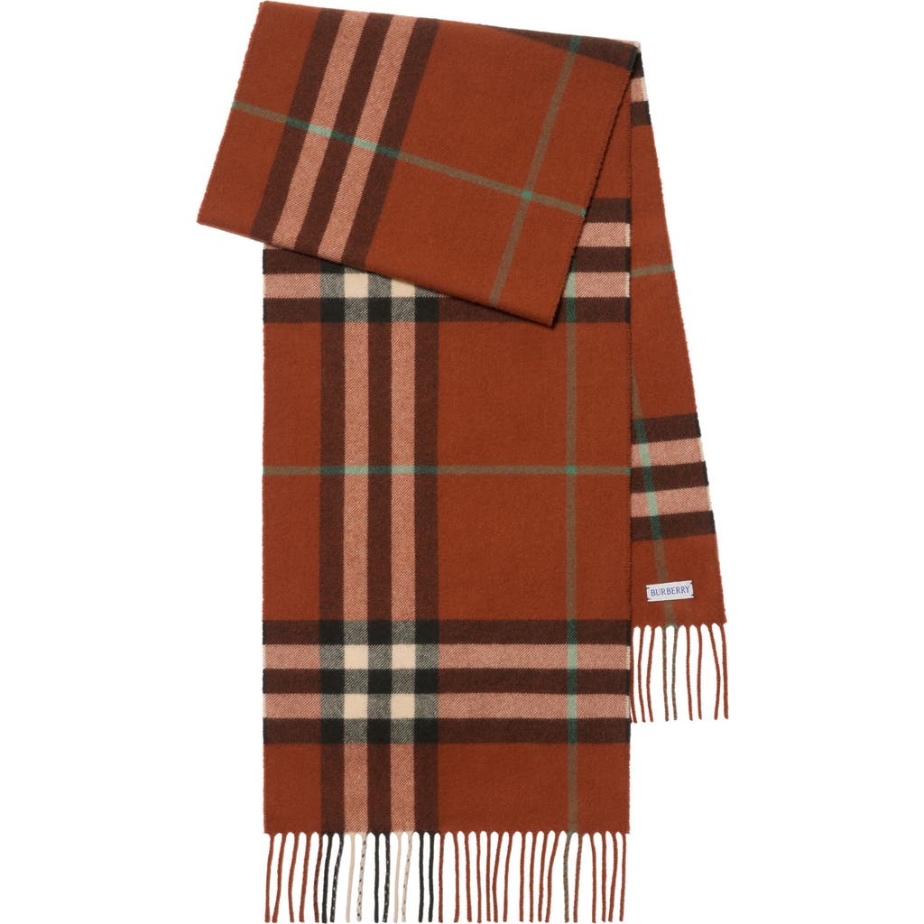 Burberry Checked Cashmere Scarf In Brown