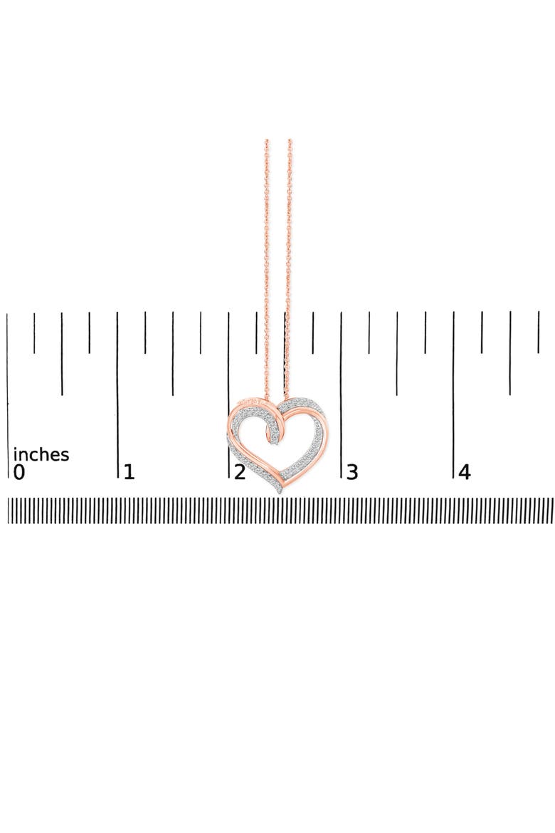 14K Rose Gold Plated Sterling Silver 1/2 Cttw Diamond Open Heart Pendant Necklace, Alternate, color, White Gold over Silver