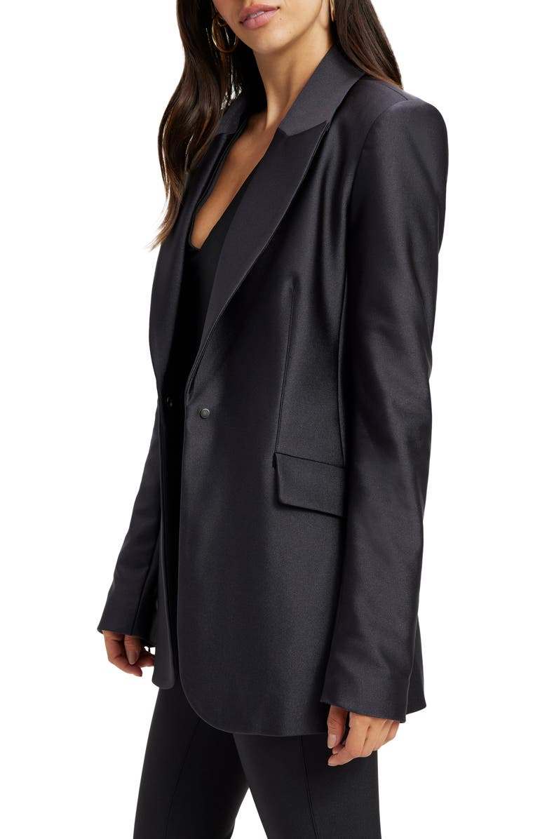 Good American High Shine Compression Sculpted Blazer, Alternate, color, Black001