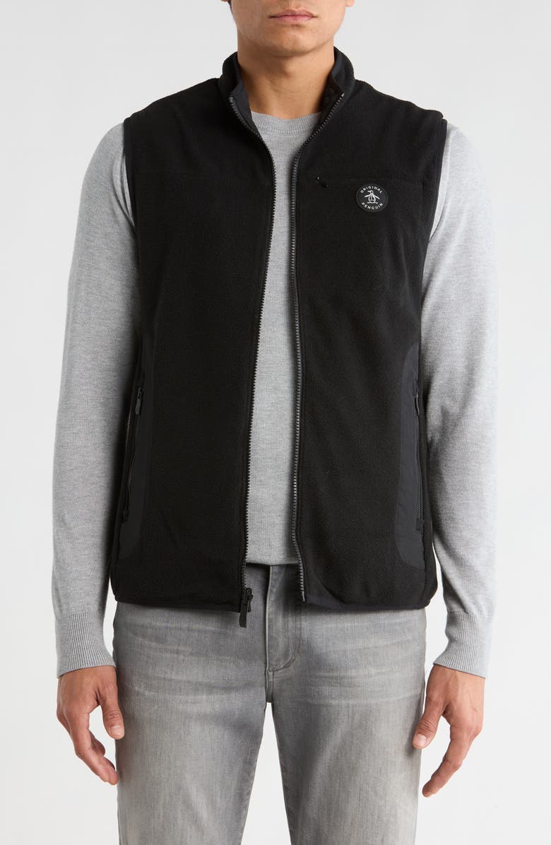Original Penguin Reversible Polar Fleece Vest, Main, color, Caviar