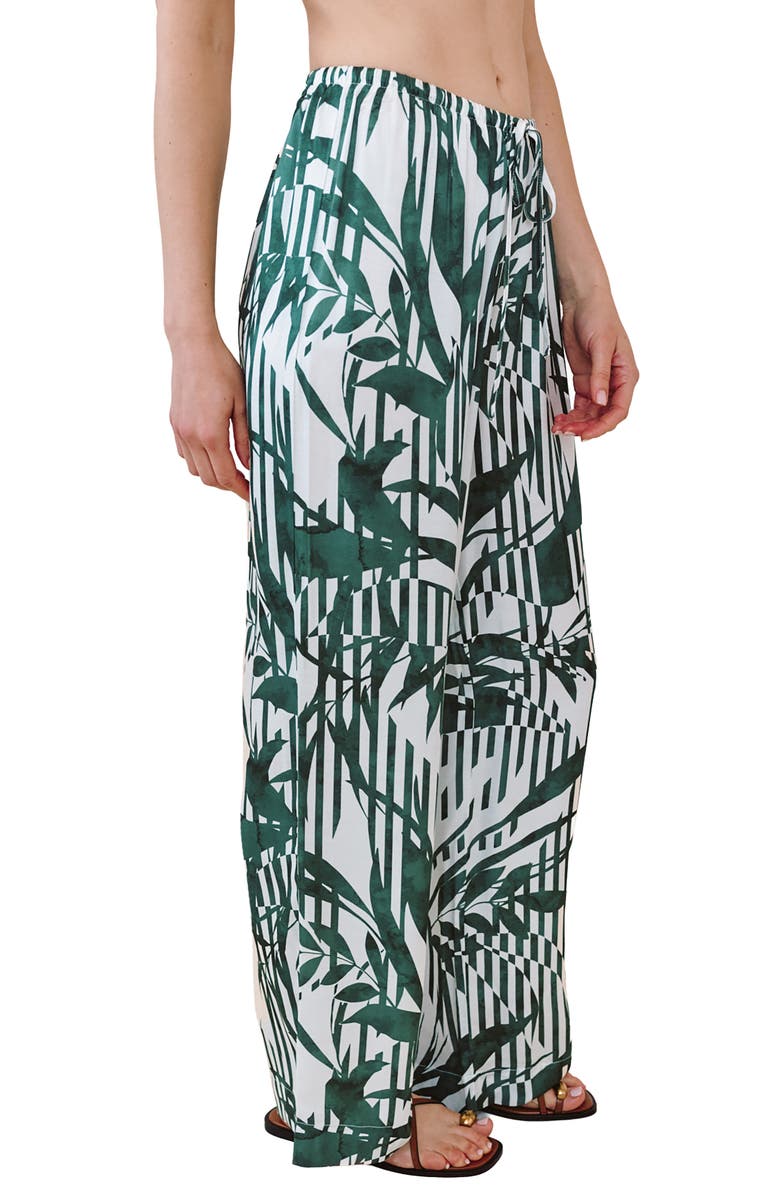 Bella Dahl Abstract Leaf Print Wide Leg Pants, Alternate, color, Palm Paradise