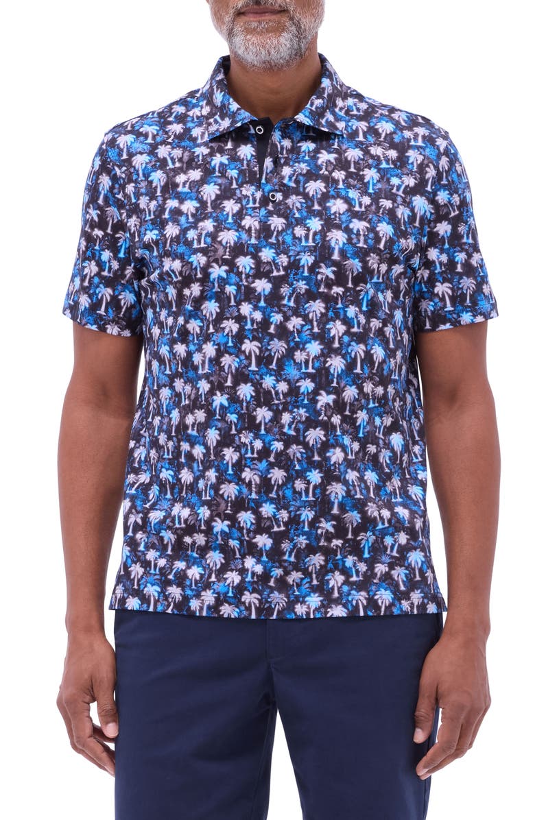 Bugatchi Hendrix Digital Palm Tree Print Pima Cotton Polo, Main, color, 
