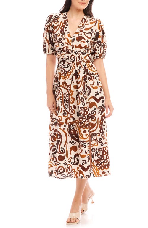 Fifteen Twenty Poppy Mixed Print Cotton Midi Dress In Batik Print