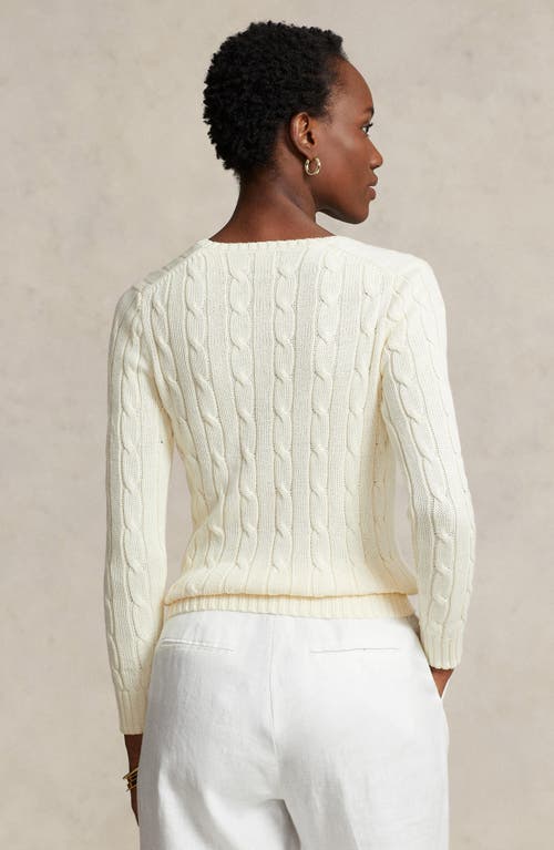 Polo Ralph Lauren Cable Cotton V-neck Sweater In Cream