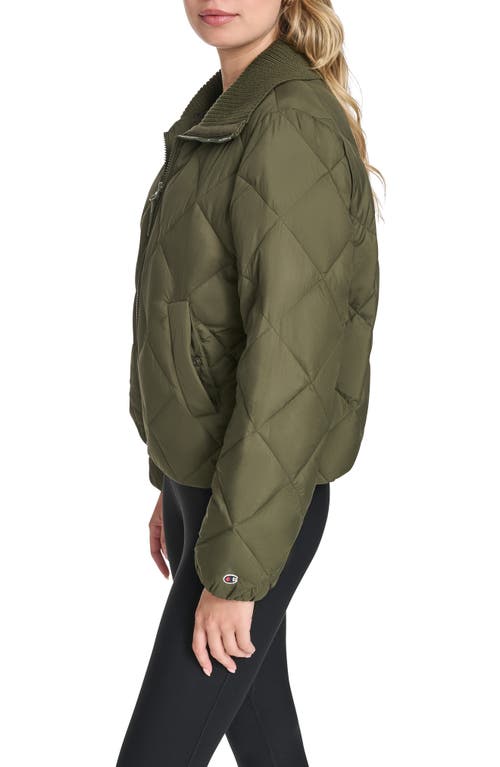 Champion Diamond Quilted Shawl Collar Jacket In Green