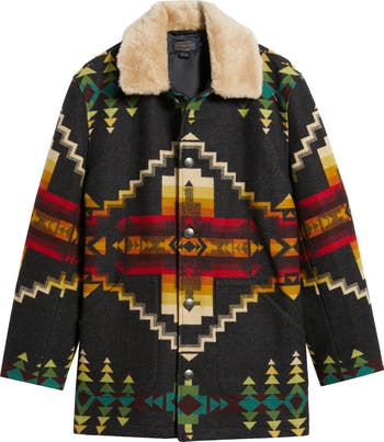 PENDLETON Sidney Barn outlet Faux Shearling Trim Coat, Sz Med, NWT