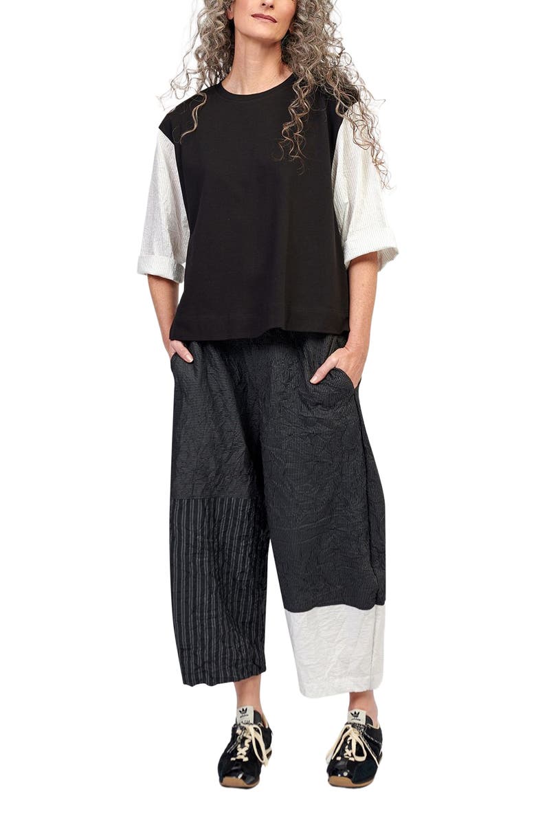 Alembika Crew neck mixed media tee, Main, color, 