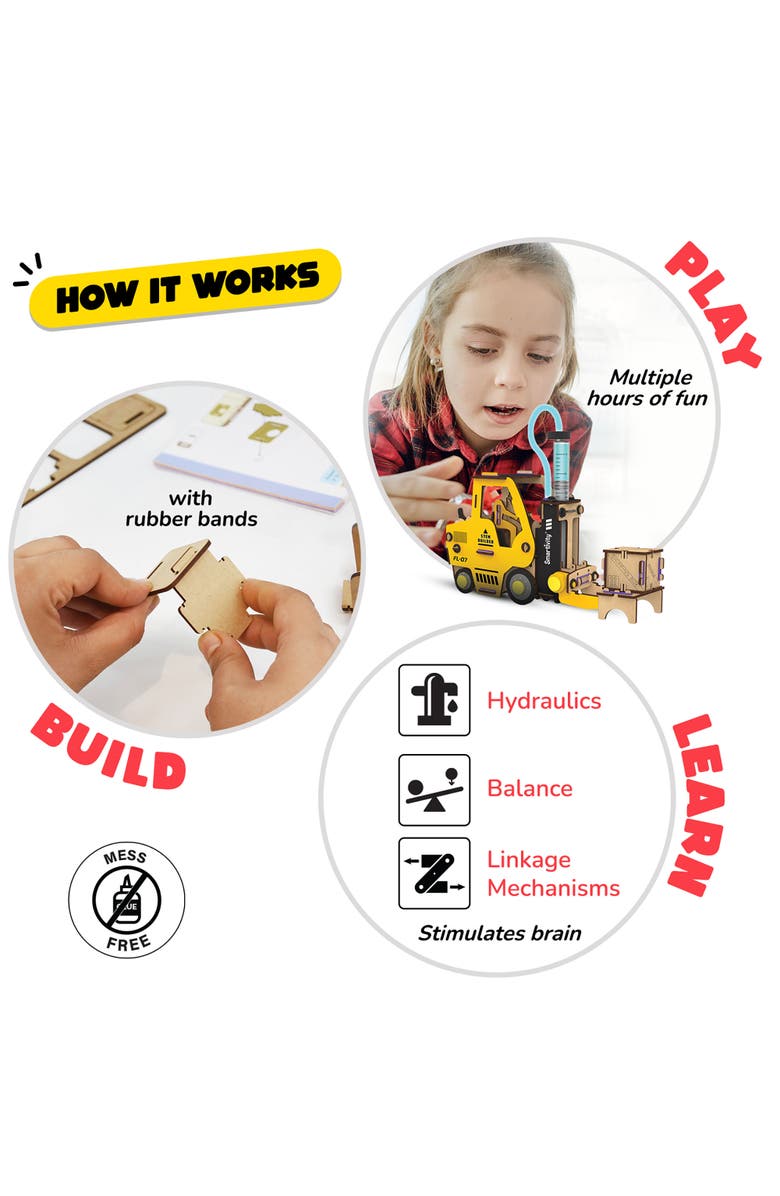 Smartivity Hydraulic Forklift Diy Stem Wooden Building Set, Alternate, color, 