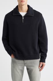 FRAME Half Zip Wool & Cotton Sweater