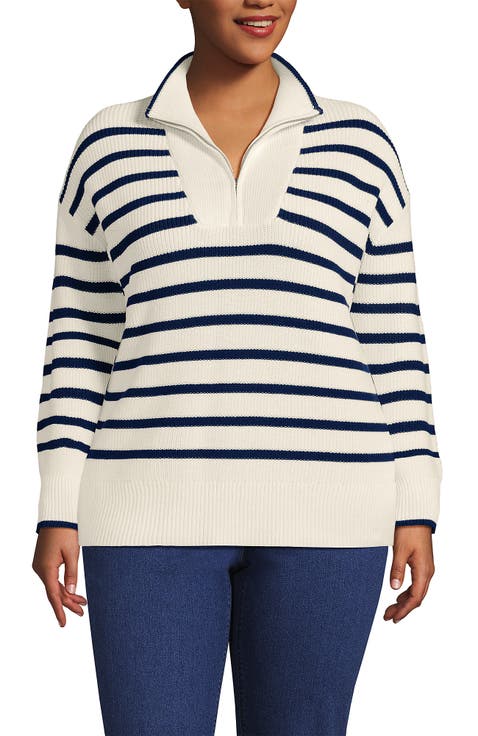 Plus Size Drifter Cotton Quarter Zip Pullover Sweater