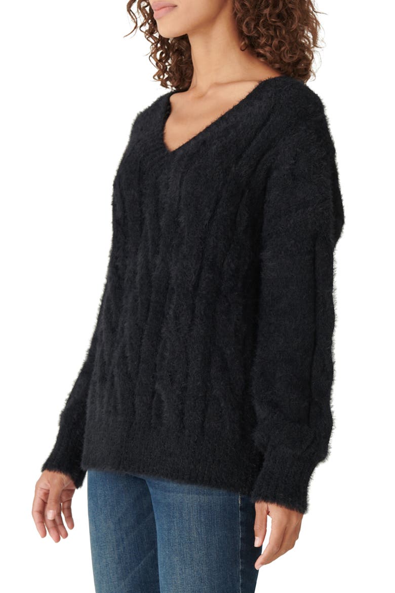 Eyelash Cable Sweater, Alternate, color, LUCKY BLACK