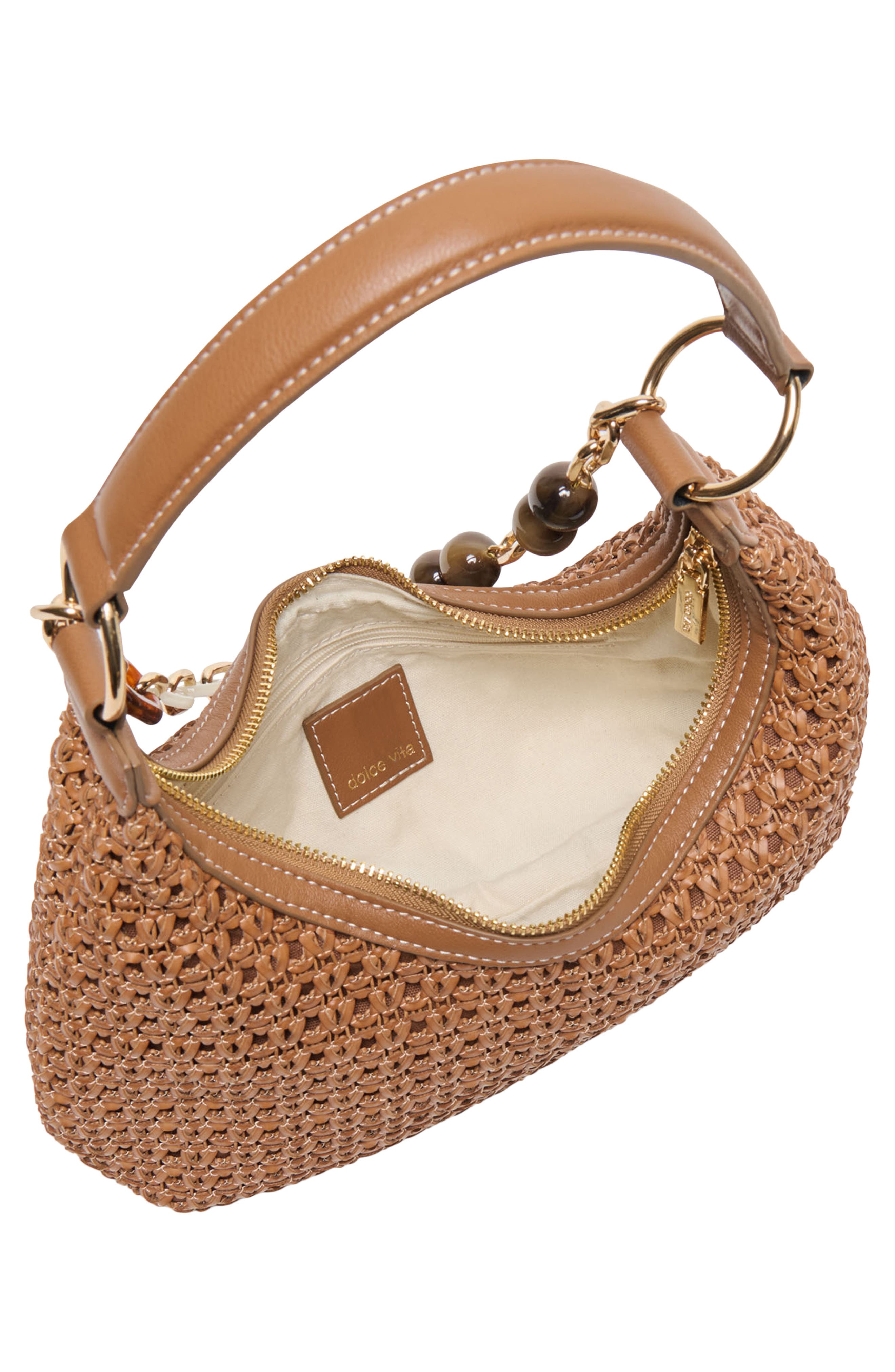 Dolce Vita Poppie Woven Faux Leather Shoulder Bag, Alternate, color, Saddle