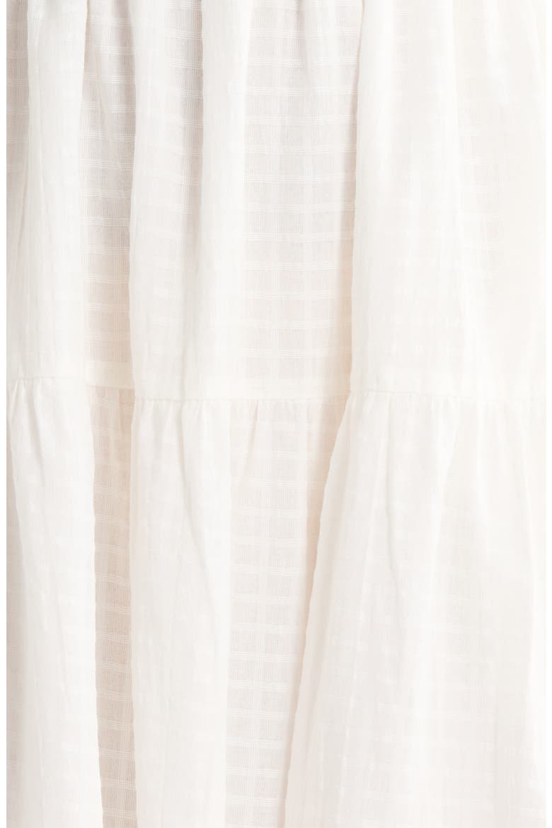 Ruffle Shirred Tie Strap Tiered Cotton Seersucker Cover-Up Sundress, Alternate, color, WHITE