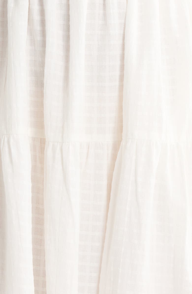 Elan Ruffle Shirred Tie Strap Tiered Cotton Seersucker Cover-Up Sundress, Alternate, color,