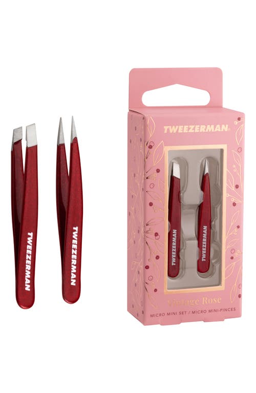 Tweezerman Vintage Rose Micro Mini Tweezer Set $16 Value In Pink