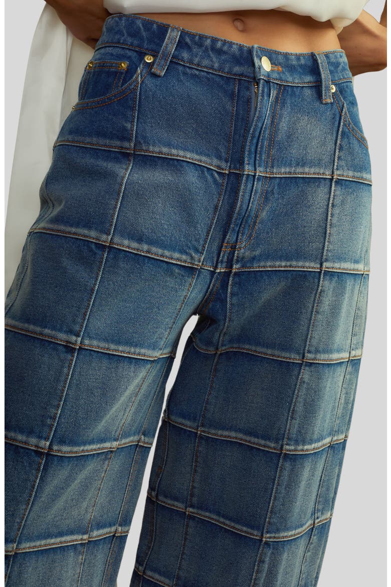 Windowpane Wide-Leg Jeans, Alternate, color, LIGHT WASH