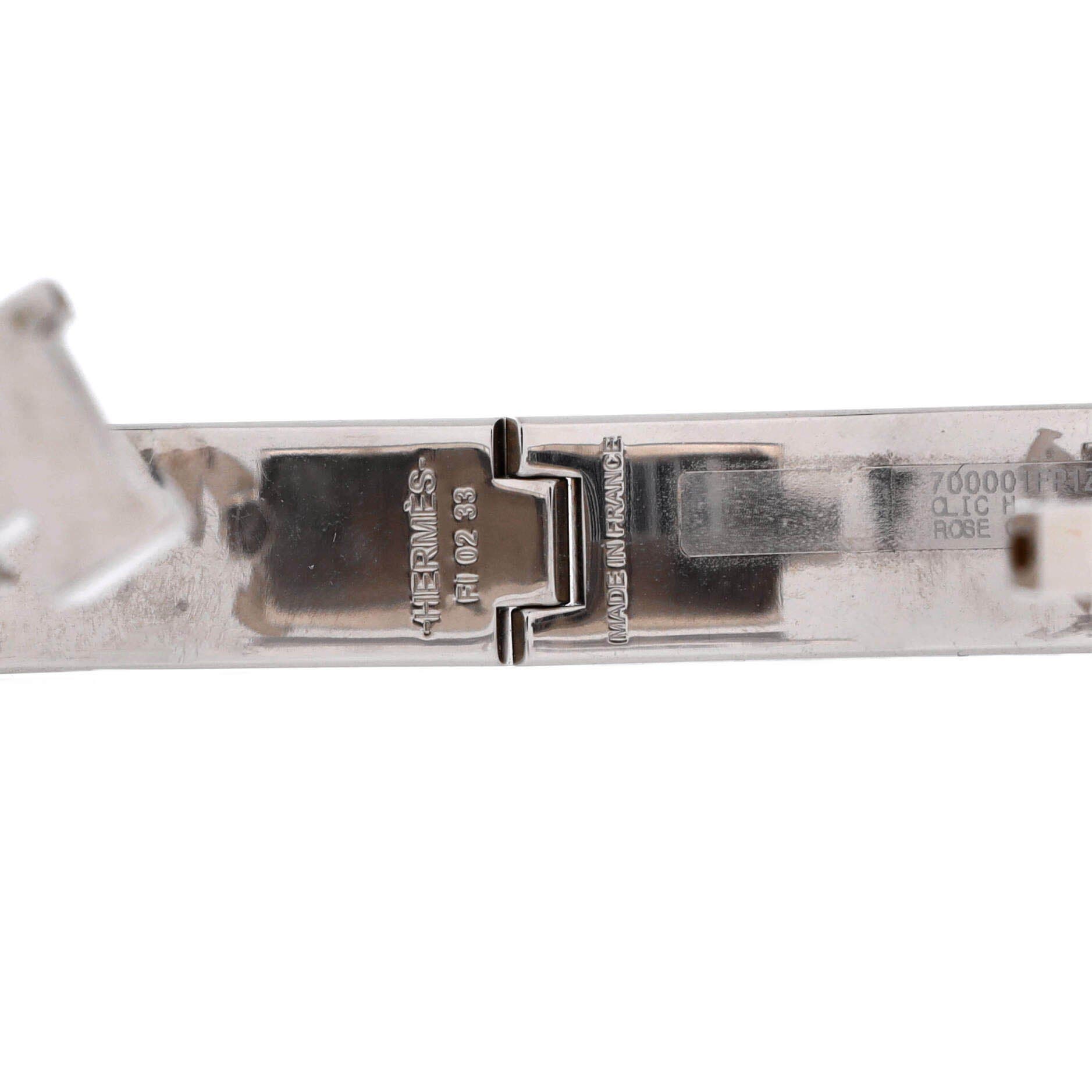 Pre-Owned Hermes Clic H Bracelet Enamel Narrow, Alternate, color, Pink