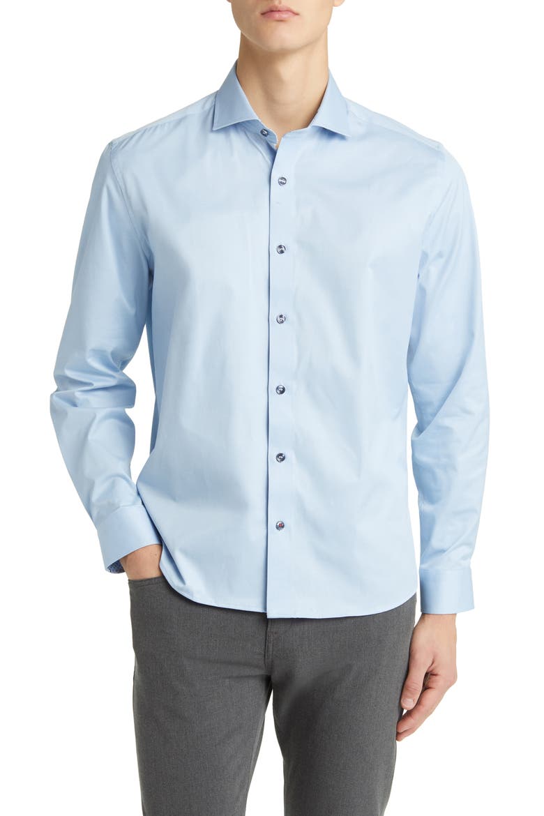 DRYTOUCH® Performance Sateen Button-Up Shirt, Main, color, LT. BLUE