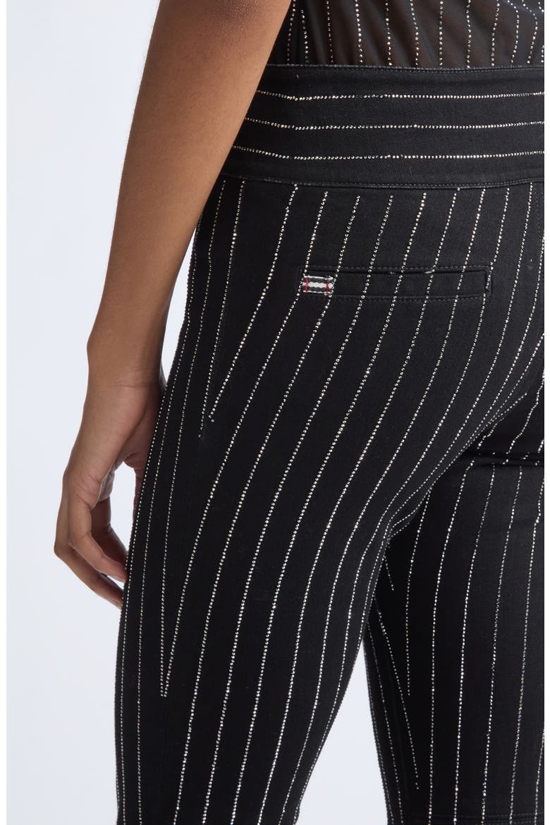 Crystal Embellished High Waist Flare Leg Pants, Alternate, color, BLACK/ CLEAR CRYSTAL