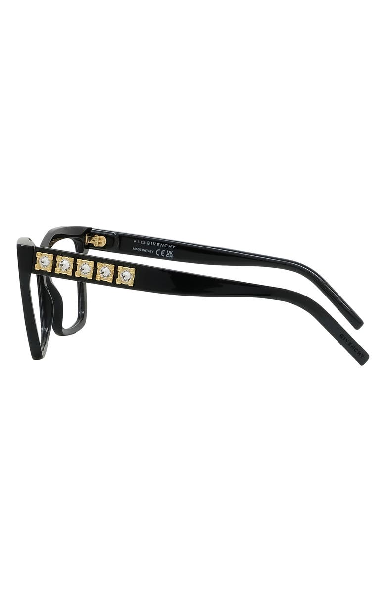 Givenchy Plumeties 55mm Rectangular Optical Glasses, Alternate, color, Shiny Black