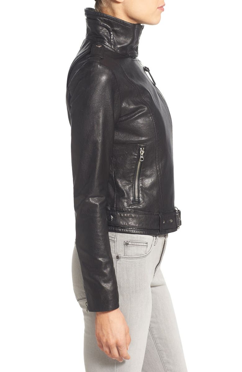 Mackage Hania Belted Leather Moto Jacket, Alternate, color, 