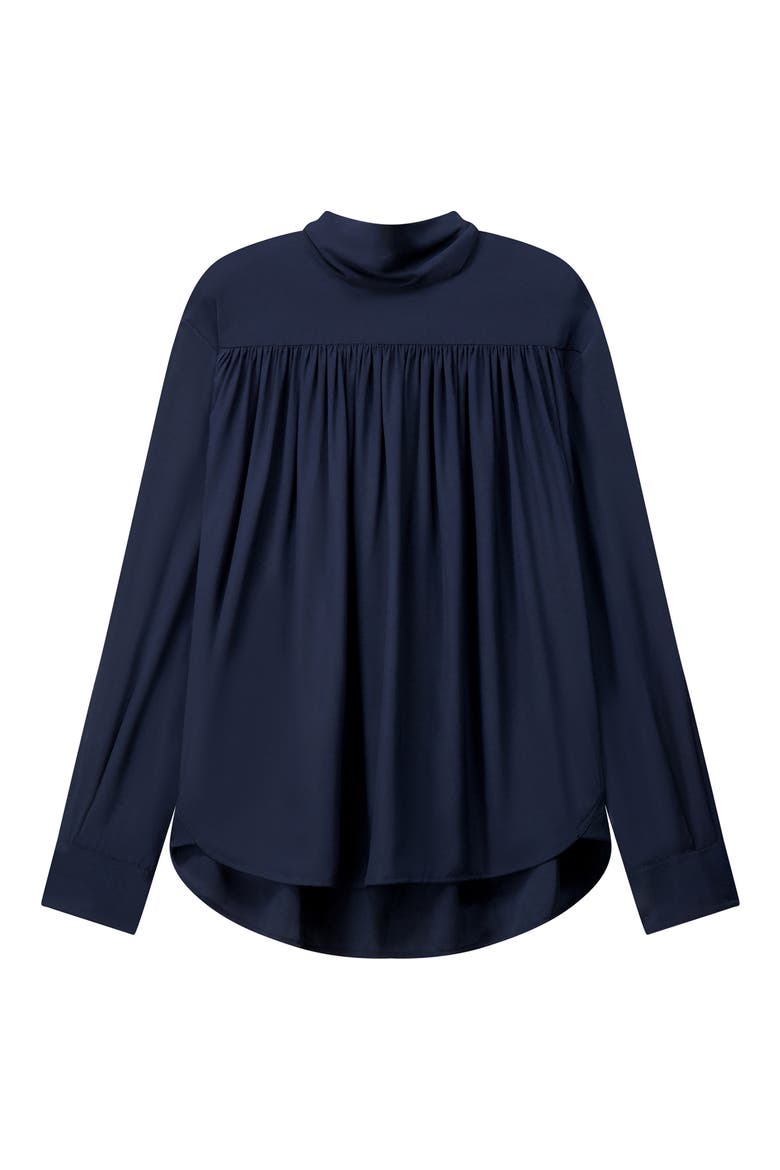 Danielle Tie Back Silk Top, Alternate, color, EVENING BLUE