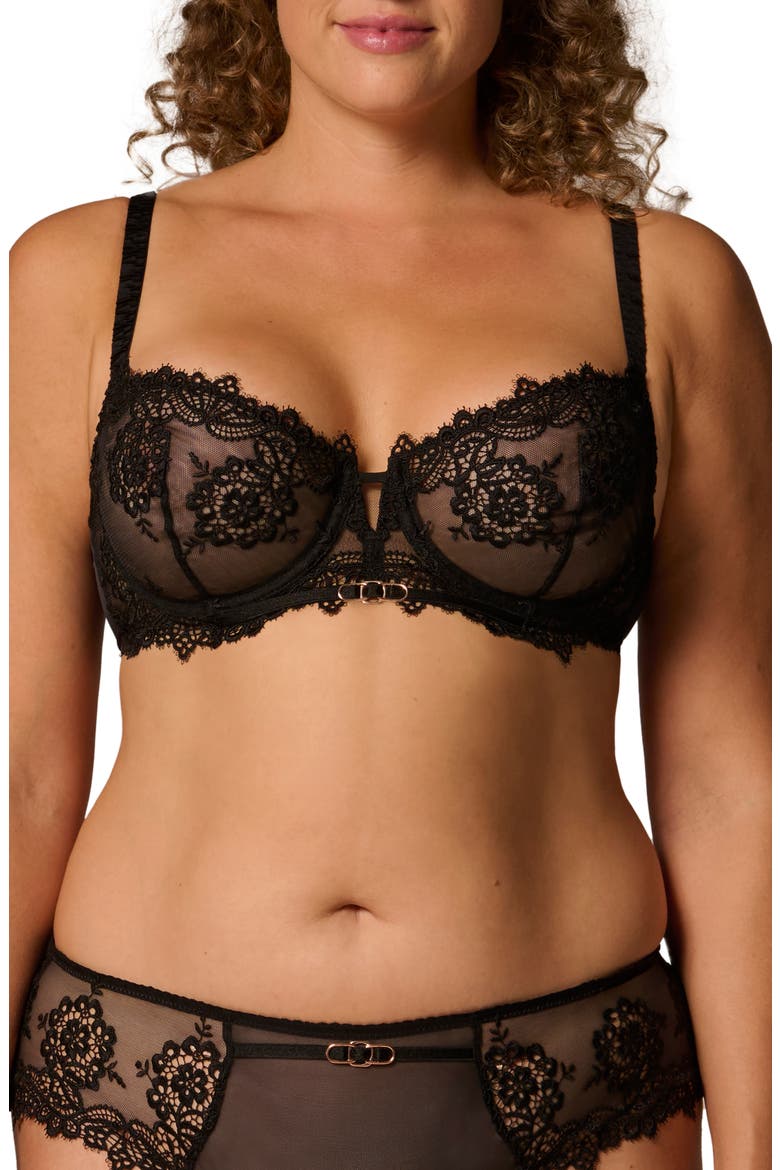 Idole Underwire Lace Demi Bra, Alternate, color, BLACK