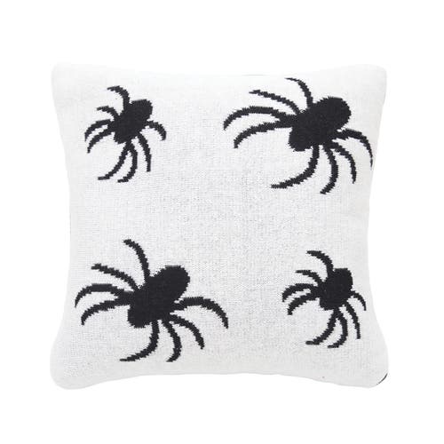 C & F Home C&f Home Halloween Spiders Themed Reversible Knit Small Petite Accent Pillow 12" X 12" In Black