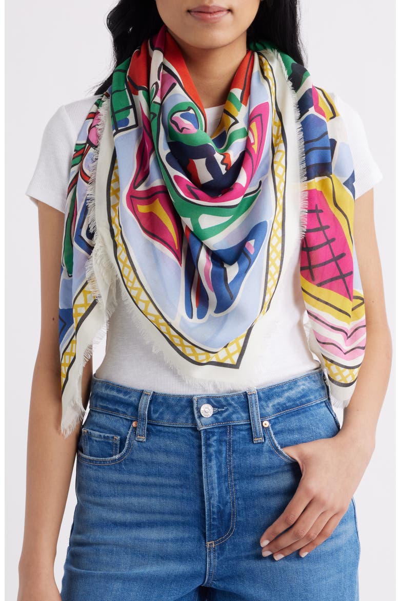 Cubists Square Scarf, Main, color, BLUE MULTI